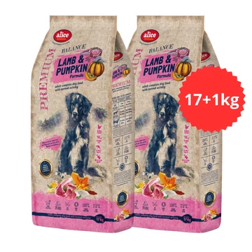 Akciós TÚLTÖLTÖTT alicePROFESSIONAL Adult Balance LambPumpkin száraztáp felnőtt kutyák részére (báránysütőtök, 17+1 kg)