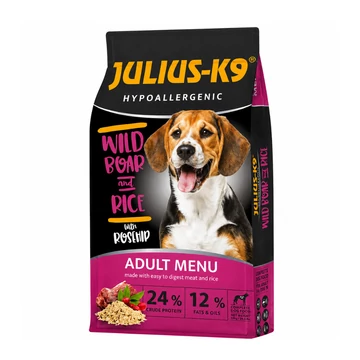 JULIUS-K9 12kg ADULT HYPOALLERGENIC Wild Boar&amp;Rice (vaddisznó&amp;rizs) száraztáp