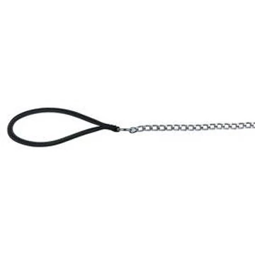 Trixie Chain - lánc póráz,bőr markolattal (fekete) 110cm/2mm