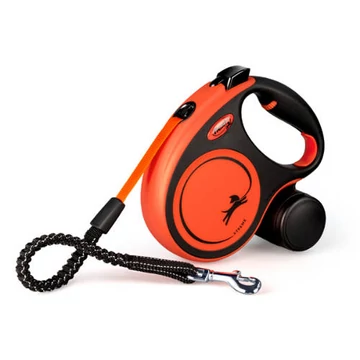 Flexi Xtreme "S" (black/orange) - szalagos automata póráz (5m) max:20kg