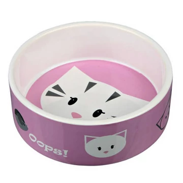 Trixie Ceramic Bowl - kerámia tál (fehér, mintás) macskák részére (0,3l /Ø12cm)