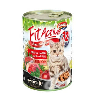 FitActive Junior konzerv kölyök macskák részére (marha, bárány, alma) - 415 g