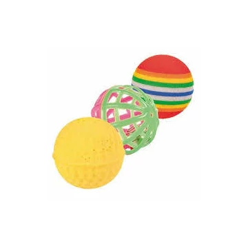 Trixie Set of Toy Balls - műanyag játék (több féle labda) macskák részére (4cm/3db)