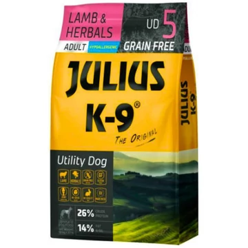 JULIUS K-9 UD5 Adult Utility Dog Hypoallergenic LambHerbals (báránygyógynövény) - Gabonamentes száraztáp, felnőtt kutyák részére 10kg