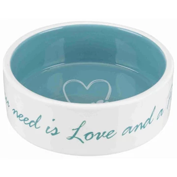 Trixie Pet's Home Ceramic Bowl - kerámia tál (mintás, fehér/petrolkék) kutyák és macskák részére (0,3l/Ø12cm)
