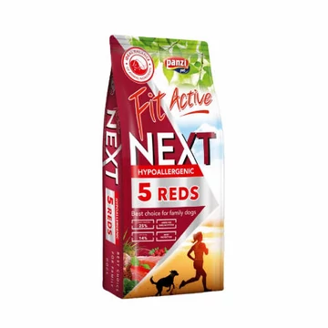 Panzi FitActive Next Hypoallergenic Five Reds Adult (vaddisznó,bárány,marha,bivaly,lazac) - Hipoallergén száraztáp felnőtt kutyák részére (15kg)