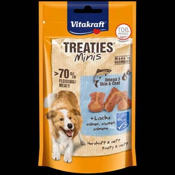 Vitakraft Treaties Minis salmos  Omega 3 - jutalomfalat (lazac,omega 3) kistestű kutyák részére (48g)