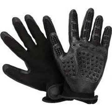 KT24: Trixie Fur Care Gloves, 1 Pair - szőrápoló kesztyű (fekete) macskák részére (16x23cm)