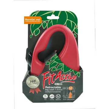 FitActive Retractable Dog Leash - automata szalagos póráz (piros) kutyák részére (M) 5 méter