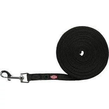 Trixie Tracking Leash, rubberized - nyomkövető póráz (fekete) kiképzéshez (S-M) 15m/15mm