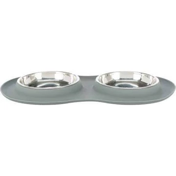 KT24:Trixie Bowl Set - Szilikon duplatál (szürke) macskák részére (2x0,3l/16cm) 47x3x26cm