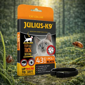 Julius-K9 Cat Collar - Bolha-, kullancs riasztó nyakörv (fekete) macskák részére (43cm)