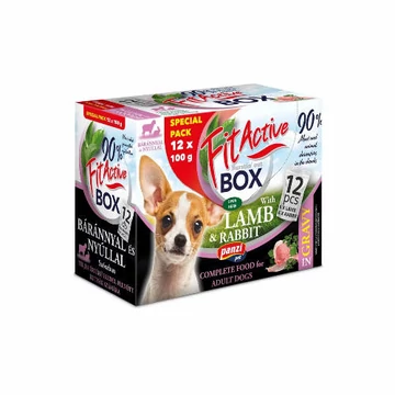 FitActive DOG FITABOX Lamb & Rabbit (bárány,nyúl) - nedves eledel válogatás, szószban, kutyák részére, 12x100g