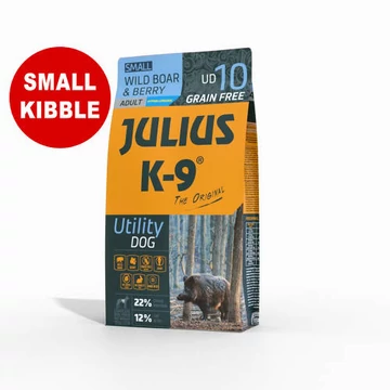 JULIUS K-9 UD10S Adult Utility Dog Hypoallergenic Wild boarBerry (vaddisznóbogyós gyümölcsök) 10kg - Gabonamentes száraztáp, felnőtt kutyák részére (SMALL)