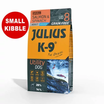 JULIUS K-9 UD8S Adult Utility Dog Hypoallergenic SalmonSpinach (lazacspenót) 10kg - Gabonamentes száraztáp, felnőtt kutyák részére (SMALL)