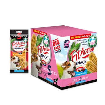 FitActive SNACK Denta-Sticks Hypoallergenic IMMUNITY "S" - jutalomfalat (vörösáfonya, kurkuma) kutyák részére (14x140g)