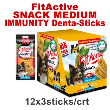 FitActive SNACK Denta-Sticks Hypoallergenic IMMUNITY "M" - jutalomfalat (vörösáfonya, kurkuma) kutyák részére (12x150g)