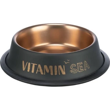KT26.Trixie BE NORDIC Ceramic Bowl - gumi/acél tál (fekete/bronz) kutyák részére (0,9l /Ø23cm)