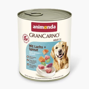 Animonda GranCarno salmon + spinach Adult (lazac, spenót) konzerv - Felnőtt kutyák részére (800g)