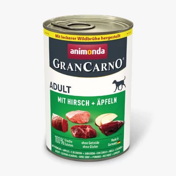 Animonda GranCarno beef + deer with apple Adult (marha, szarvas+alma) konzerv - Felnőtt kutyák részére (400g)