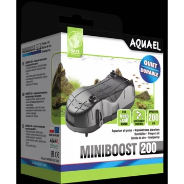 AquaEl Miniboost 200 - Akváriumi-levegőztető készülék 150-200l akváriumokhoz (12,6x5,9x4,8cm) 2,4W