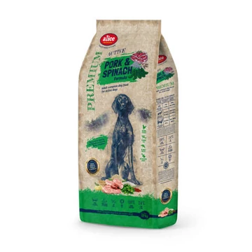 alicePROFESSIONAL Adult ACTIVE Pork&Spinach száraztáp felnőtt kutyák részére (sertés&spenót, 17kg)