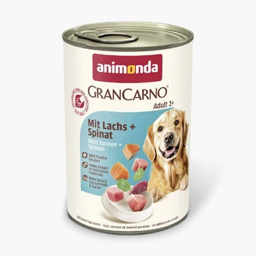 Animonda GranCarno salmon+spinach Adult (lazac+spenót) eledel - Felnőtt kutyák részére (400g)