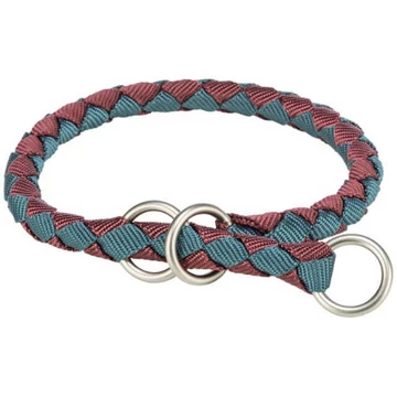 KT25.Trixie Cavo Stop-the-pull Collar - fonott nyakörv (sangria málna/petrolkék) kutyák részére (L-XL) 52-60/Ø18mm