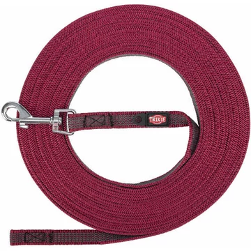 KT26.Trixie Tracking Leash, rubberized - nyomkövető póráz, gumírozott, S-M: 15m/15mm, sangria málna