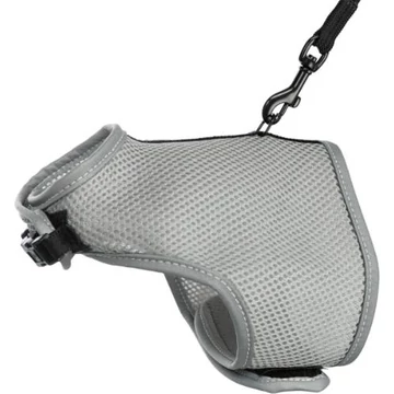 KT26.Trixie Soft Harness with Lead - hám és póráz szett (szürke,fekete) macskák részére ( 24–42 cm, 1.20m)