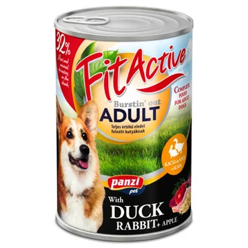 FitActive konzerv Adult - nedveseledel (kacsa, nyúl, alma) felnőtt kutyák részére (415g)