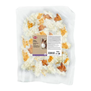 TRIXIE szárított szőrös nyúlbőr darabok - kutyák részére (500g)