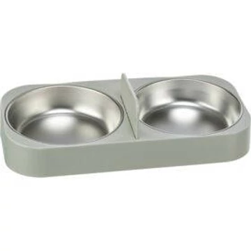 KT26.trixie Double bowl, plastic/stainless steel - műanyag fehér tál etetőautomatához, 5l/32x5x16cm