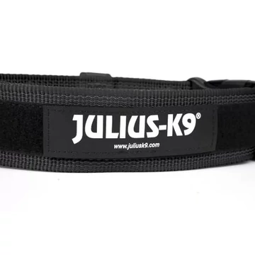 Julius K-9 Color&Gray nyakörv fogóval és cserélhető felírattal, (40mm), fekete 100HA-K-2024