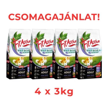 CSOMAGAJÁNLAT: FitActive PURE Hypoallergenic WILD BOARROSEHIP (vaddisznó,csipkebogyó) - 4 x 3kg