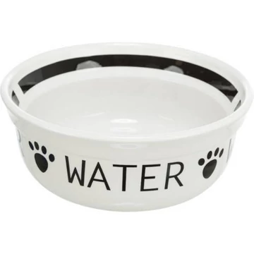 trixie 24486 kerámia tál "WATER" 0,6l/15cm, fehér-fekete