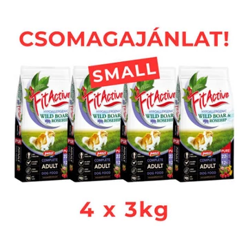 CSOMAGAJÁNLAT: FitActive PURE Hypoallergenic WILD BOARROSEHIP (vaddisznó,csipkebogyó) - 4 x 3kg - SMALL