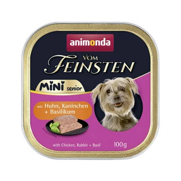Animonda Vom Feinsten Senior Mini Huhn, Kaninch+Bas  (csirke+nyúl+bazsalikom) alutálkás - senior kutyák részére (100g)