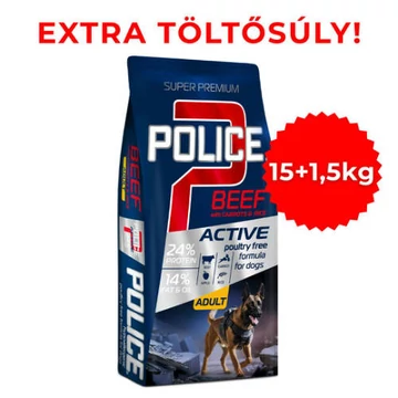 POLICE ADULT Hypoallergenic Beef with CarrotsRice (marha, sárgarépa, rizs) - TÚLTÖLTÖTT KISZERELÉS! (15 + 1,5 kg)