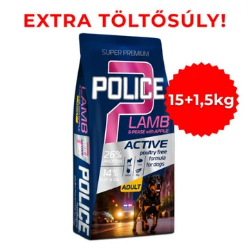 POLICE ADULT Hypoallergenic LambPease with Apple (bárány, borsó, alma) - TÚLTÖLTÖTT KISZERELÉS! (15 + 1,5 kg)