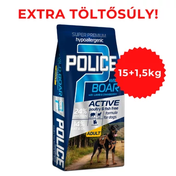 POLICE ADULT Hypoallergenic WildBoar with LambCranberry (vaddisznó, bárány, vörösáfonya) - TÚLTÖLTÖTT KISZERELÉS! (15 + 1,5 kg)
