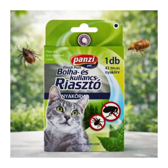 Panzi Bolha- és kullancsriasztó nyakörv macskák részére (43cm)