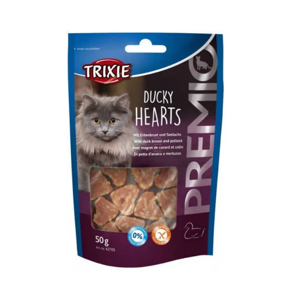 Trixie Premio Ducky Hearts - jutalomfalat (kacsa) macskák részére (50g)