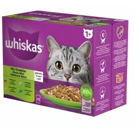 Whiskas Selection Menu – Nedves eledel (tonhal, lazac, csirke, marha aszpikban) macskák részére