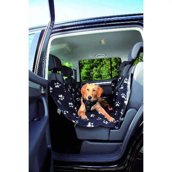 KT26.Trixie Car Seat Cover - autós üléstakaró (hátsó ülésre,fekete, mintás) 1,40x1,45m
