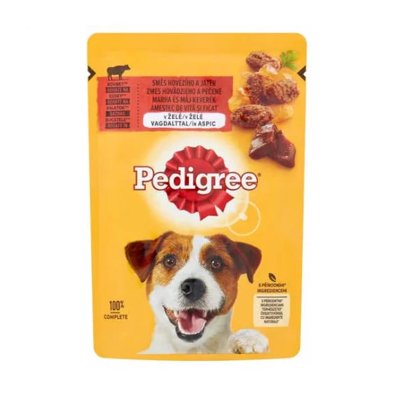 Pedigree Adult BeefLiver - Nedves eledel (marha,máj aszpikban) kutyák részére (100g) 24db/#