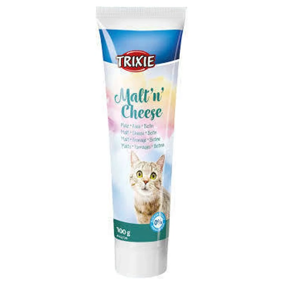 Trixie Malt'n' cheese Anti-Hairball Paste  - kiegészítő eleség (szőroldó) malátás,sajtos paszta macskák részére (100g)