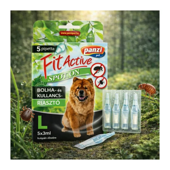 FitActive Spot-On - Bolha- és kullancsriasztó kutyák részére (5x3ml, L)