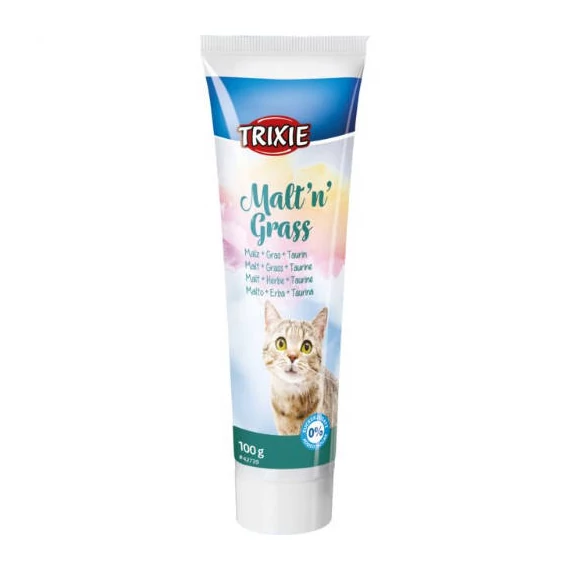 Trixie Malt'n' Grass Anti-Hairball Paste  - kiegészítő eleség (szőroldó) malátás,zöldfűves paszta macskák részére (100g)