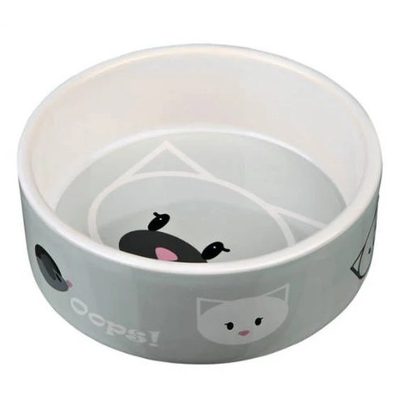 Trixie Ceramic Bowl - kerámia tál (fehér, mintás) macskák részére (0,3l /Ø12cm)